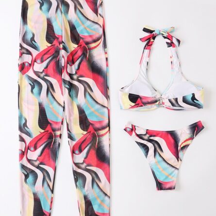 Sunset and Swim 3 Piece Bikini Set with Cover Up Pants - Image 3