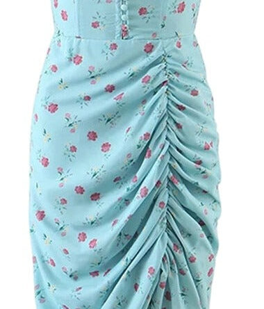 Evenings in Italy Floral Ruched Button Up Corset Style Dress – Bild 6