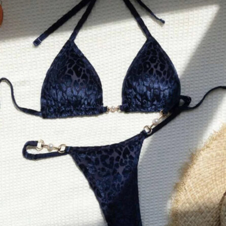 Wild Allure Sexy Leopard Micro Velvet Thong Bikini - Image 16