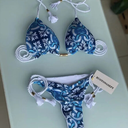 Isabella Tassel Side Tie Halter Bikini - Image 65