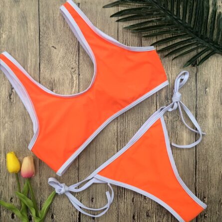 Breathless Solid Thong Bikini Set - Image 11