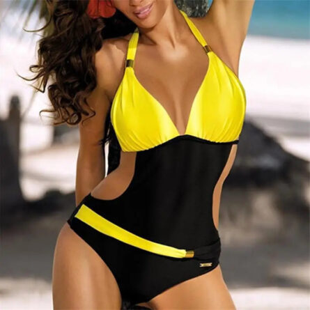 Angelica Waist Cut Out Halter One Piece Swimsuit - Image 6