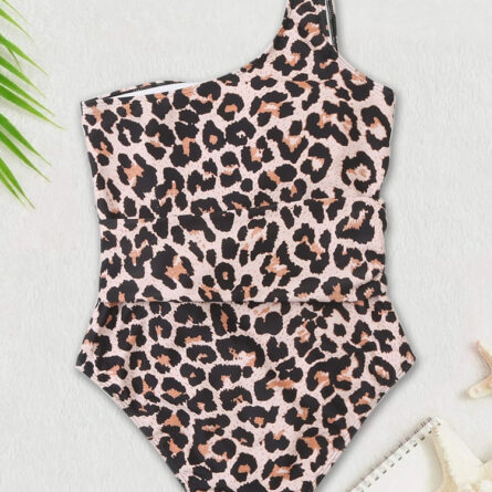 Leopard One Shoulder One Pieces Swimsuit - Image 4