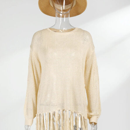 Boho Dreams Knitted Tassel Beach Blouse - Image 13