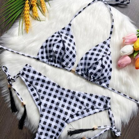 Seaside Picnic Gingham Triangle Bikini – Bild 2