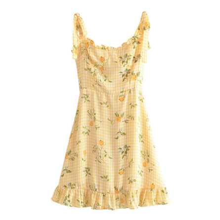 French Lemon Corset Style Mini Dress - Image 7