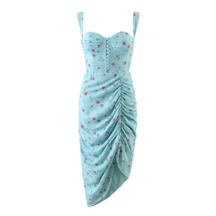 Evenings in Italy Floral Ruched Button Up Corset Style Dress – Bild 8
