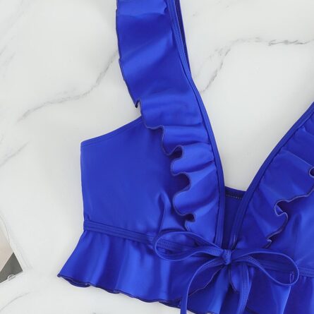 Cute Modest High Waist Ruffle Bikini – Bild 20