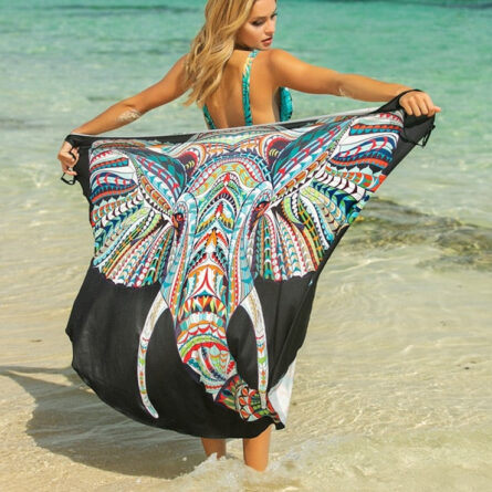 Butterfly Skull Owl Animal Print Beach Wrap Dress Beach Cover Up – Bild 11