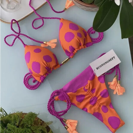 Isabella Tassel Side Tie Halter Bikini - Image 58