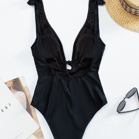 Classic Beautiful Bow Tie Shoulder Swimsuit – Bild 7