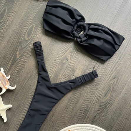 Sea Breeze Stunner Bandeau High Cut Micro Thong Bikini - Image 3