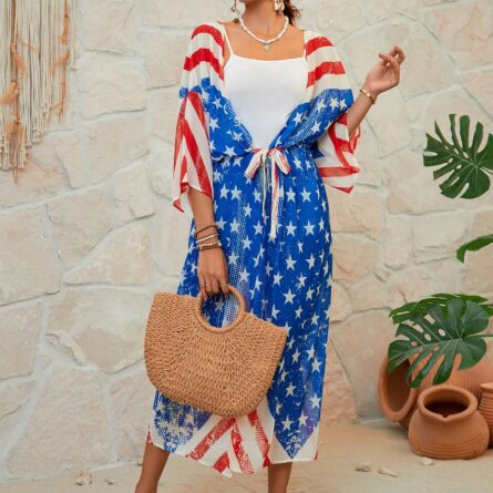 American Flag Maxi Cover Up Kimono - Image 17