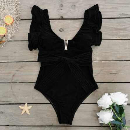 Pure Paradise Ruffle Shoulder Belt Swimsuit - Image 29