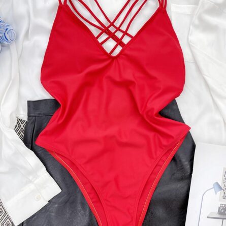 Sexy Back Strappy V Neck Womens Swimsuit - Image 8