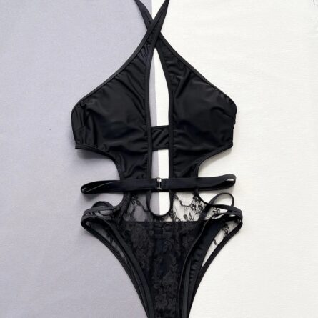 Temptation Lace Criss-Cross One-Piece Swimsuit - Image 6