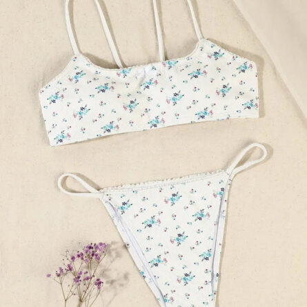 Sweet Summer Floral Bow Bikini Set with Skirt - Image 16