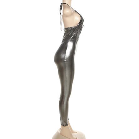 Metallic Bombshell Halter Cut Out Jumpsuit - Image 16