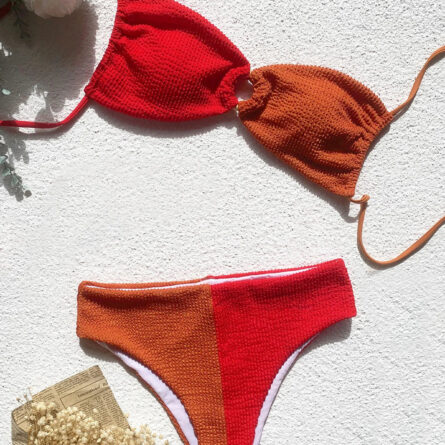 Artemis Ribbed Color Block High Waist Bikini - Image 5