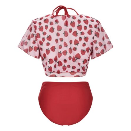 Sweet Strawberry Three-Piece Plus Size Bikini Set - Image 5