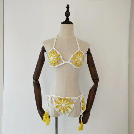Tropical Flower Dream Crochet Cut Out Bikini - Image 10