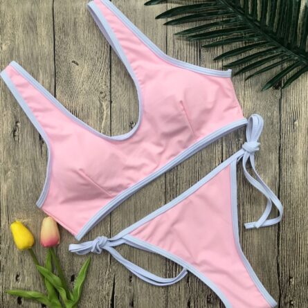 Breathless Solid Thong Bikini Set - Image 18
