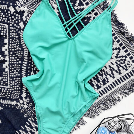 Sexy Back Strappy V Neck Womens Swimsuit - Image 17