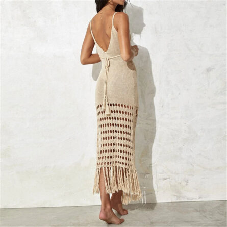 Sunset and Swim Sexy Fringe Tassel Crochet Beach Cover Up Dress - Image 11