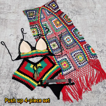 Rainbow Harmony Bohemian Crochet Bikini Set - Image 10