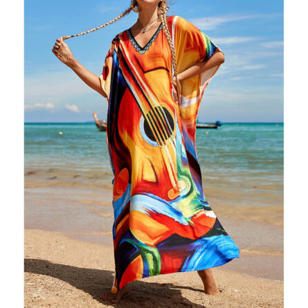 Sunset and Swim Colorful Bohemian Bathing Suit Coverup Kaftan - Image 8