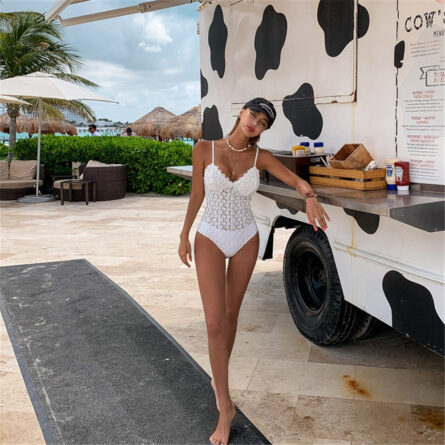 White Lace Goddess Push Up Swimsuit - Image 28