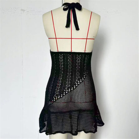 Seaside Whisper Crochet Beach Cover Up Dress - Image 3