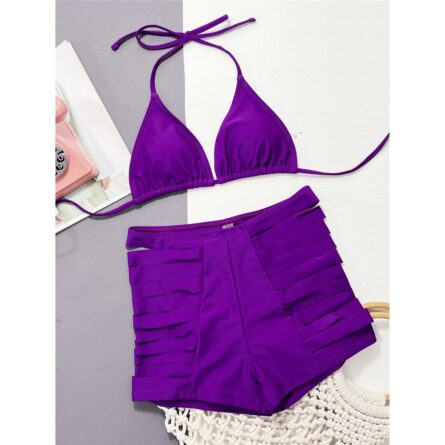 Sexy Halter Strappy Cut Out Shorts Bikini – Bild 4