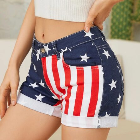 High Waist Stars and Stripes Shorts - Image 10