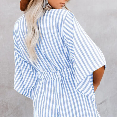 Hamptons Striped V-neck Romper - Image 4