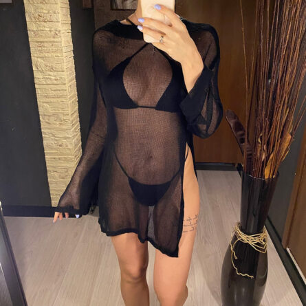 Sheer Sultry Sensation Mesh Tunic Long Sleeve Top Swimsuit Coverup – Bild 20
