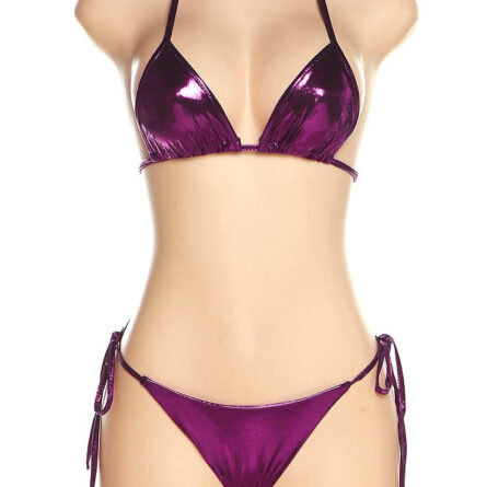 Glimmer Radiant Shiny Metallic Halter Bikini Set - Image 13