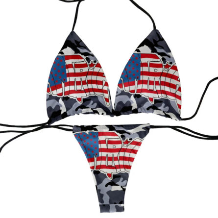 American Flag Camouflage Print Triangle Bikini - Image 2