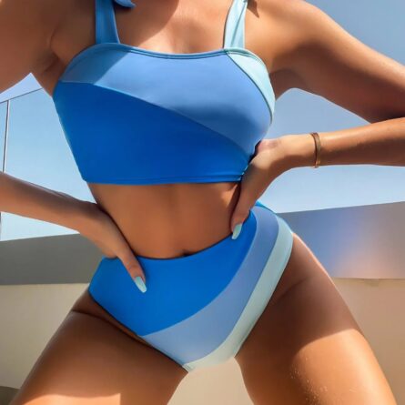 Sarah Pink Colorblock High Waist Bikini – Bild 6