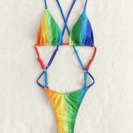 Rainbow Delight Sexy Micro One Piece G String Thong Swimsuit – Bild 9