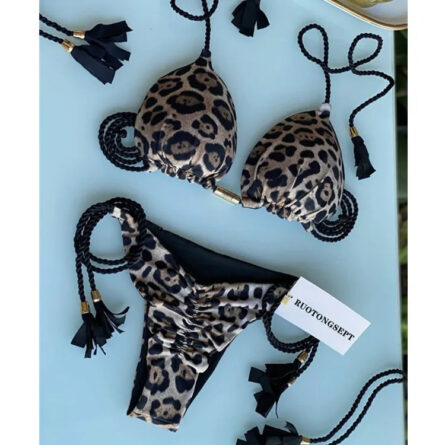 Isabella Tassel Side Tie Halter Bikini - Image 10