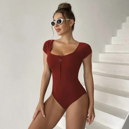 Alexandria Short Sleeve One Piece Zipper Swimsuit – Bild 26