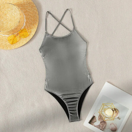 Metallic Waves Silver Swimsuit - Image 7