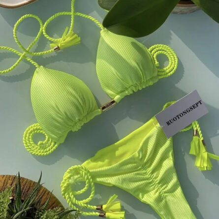 Isabella Tassel Side Tie Halter Bikini - Image 56