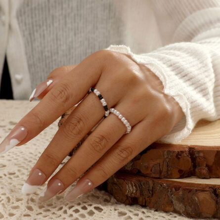 Celestial Pearls Boho Knuckle Rings Set - Image 7