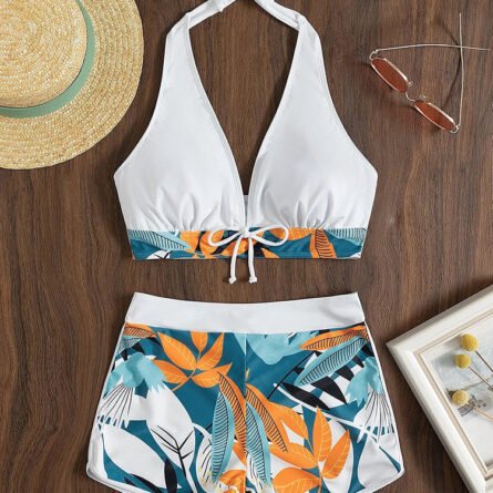 Caribbean High Waist Halter Full Cover Bikini Bottom Set - Image 16