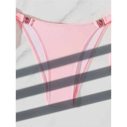 Pink Sunset Diamond Rhinestones Halter Bikini - Image 5