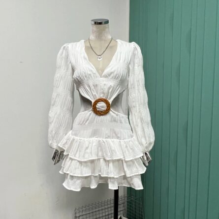 Chic Elegance Cut Out Waist Short Mini Dress - Image 4