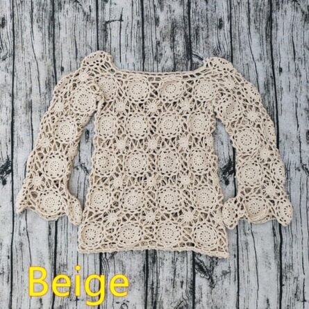 Amelia Crochet Boho Bikini Cover Up Top Crochet Beach Top - Image 9