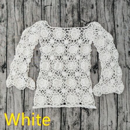 Amelia Crochet Boho Bikini Cover Up Top Crochet Beach Top - Image 8